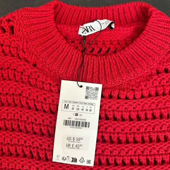 NWT Zara Red Fringe Sweater - Picture 3 of 4